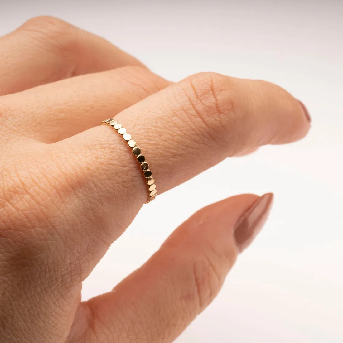 Gold Filled Flat Beaded Stacking Ring