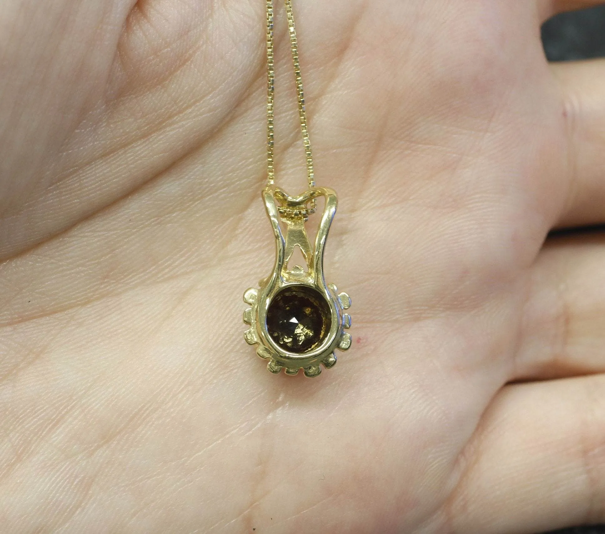 Gold Garnet Pendant - Natural Garnet Necklace, Round Garnet Pendant