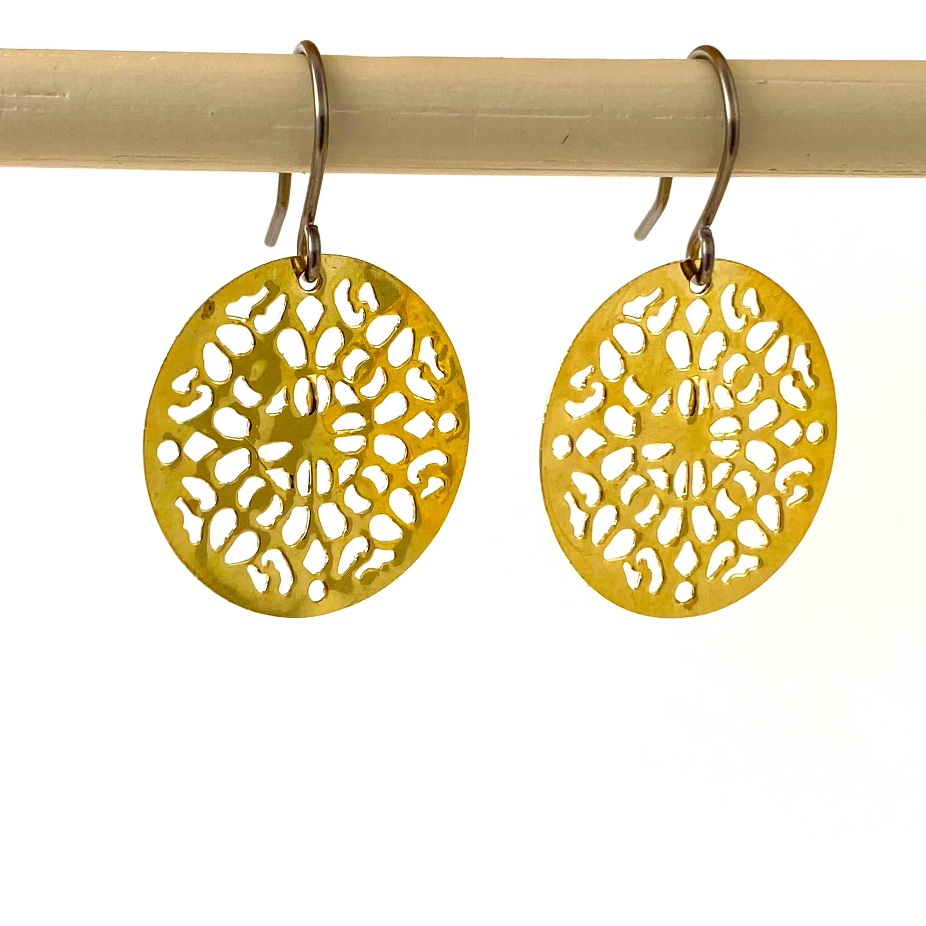 Gold Geometric disc earrings