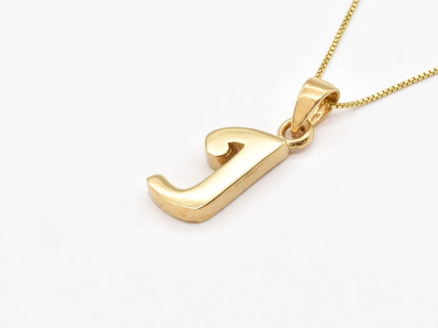 Gold Letter J Pendant - Alphabet Letter Necklace, Big Letter J Pendant