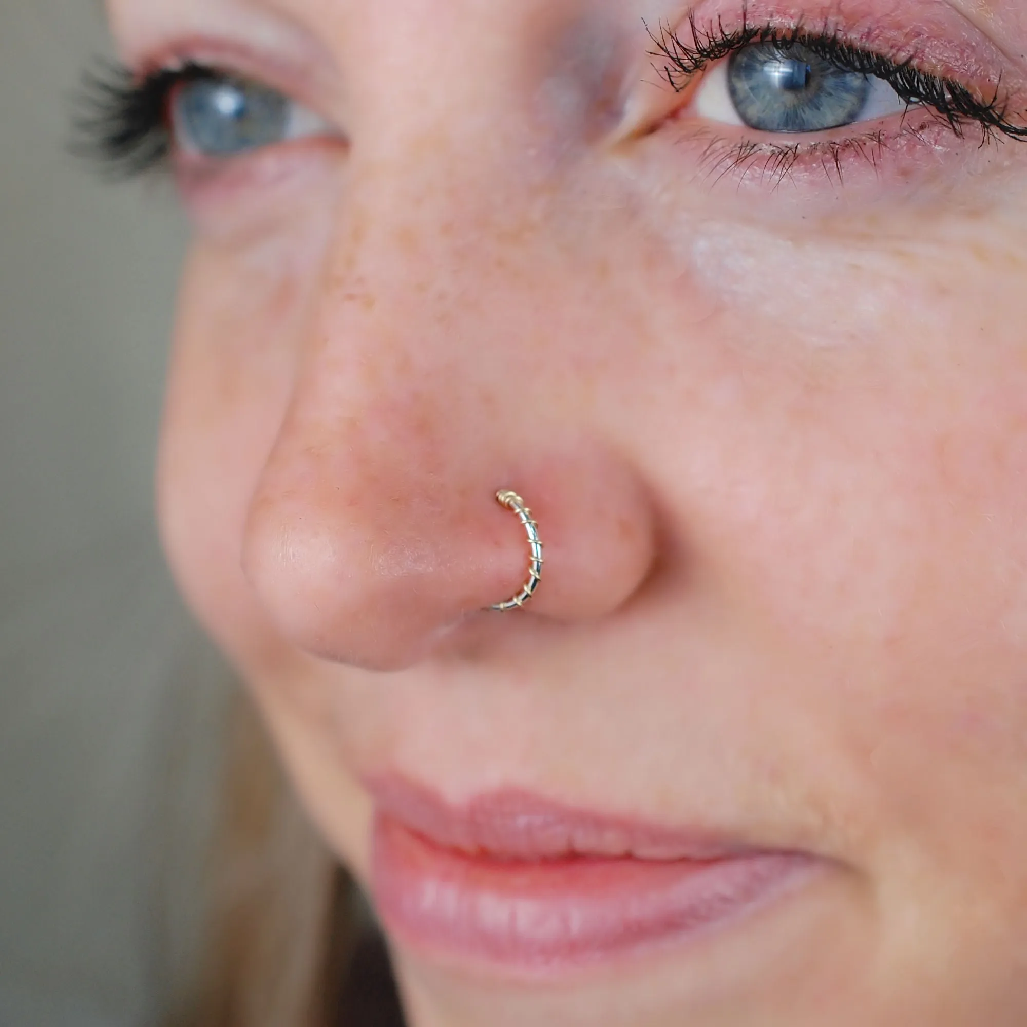 Gold on Silver Nose Ring