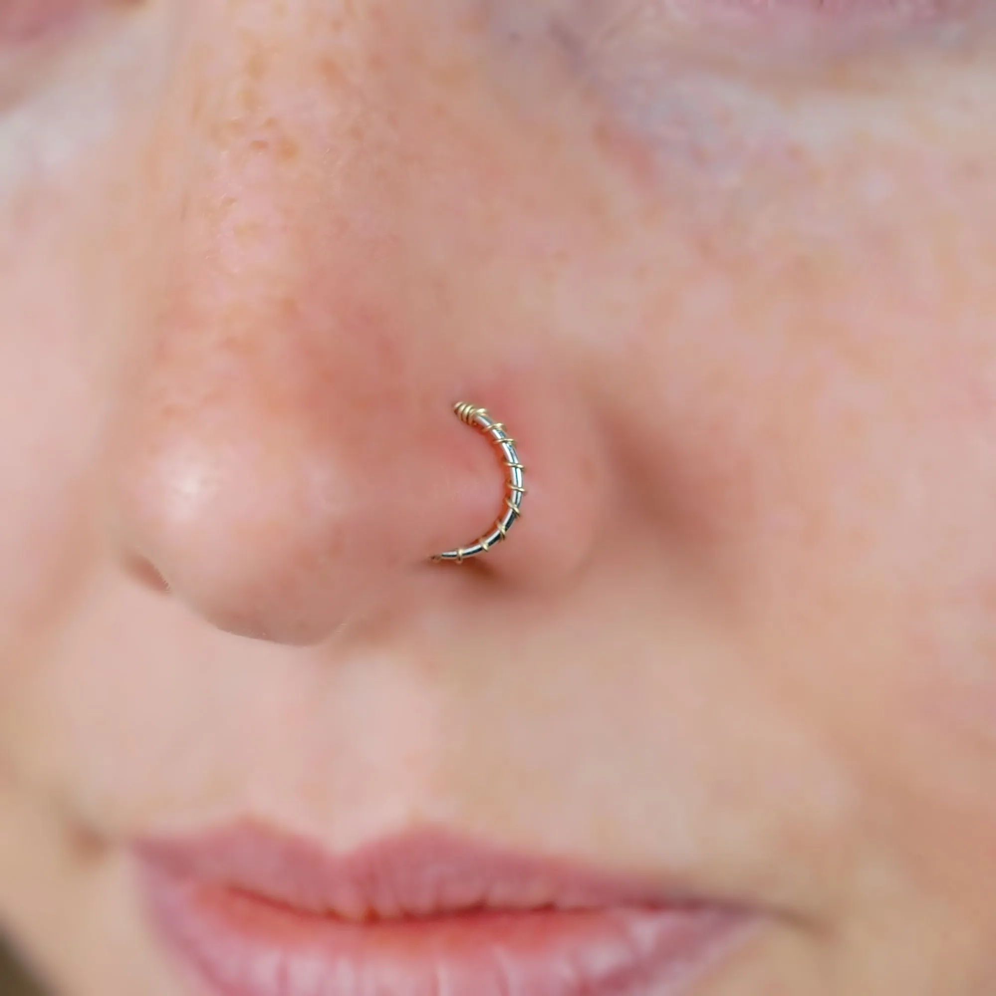 Gold on Silver Nose Ring