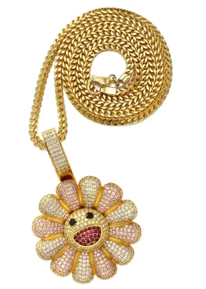 Gold Plated Franco Link Chain & Murakami Spinner Pendant | Appx. 30.8 Grams