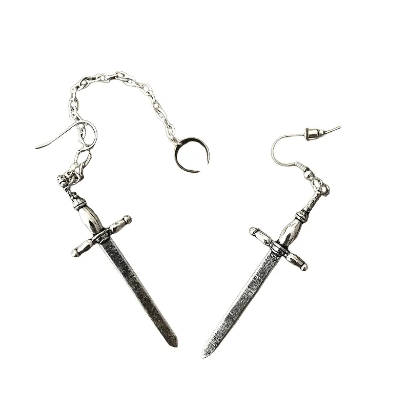 Gothic Style Sword Earrings with Chain / Punk Stylish Accessories for Women