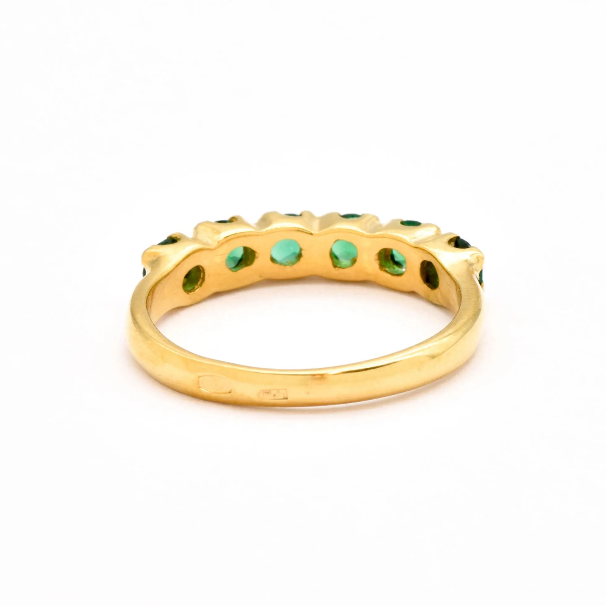 Half Eternity Emerald Ring, Gold Emerald Ring, May Birthstone Ring