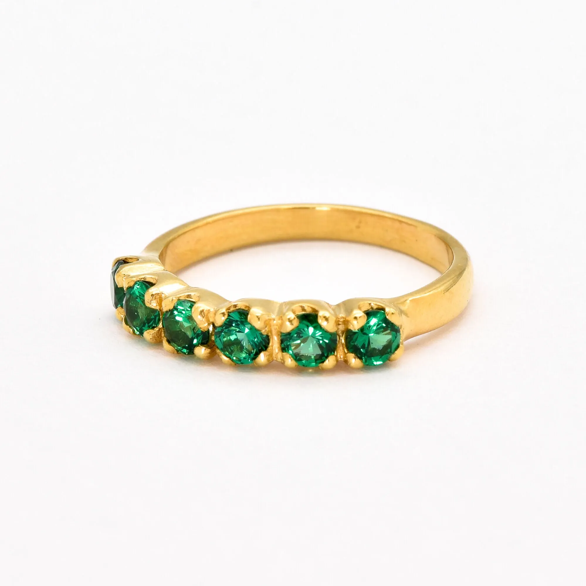 Half Eternity Emerald Ring, Gold Emerald Ring, May Birthstone Ring