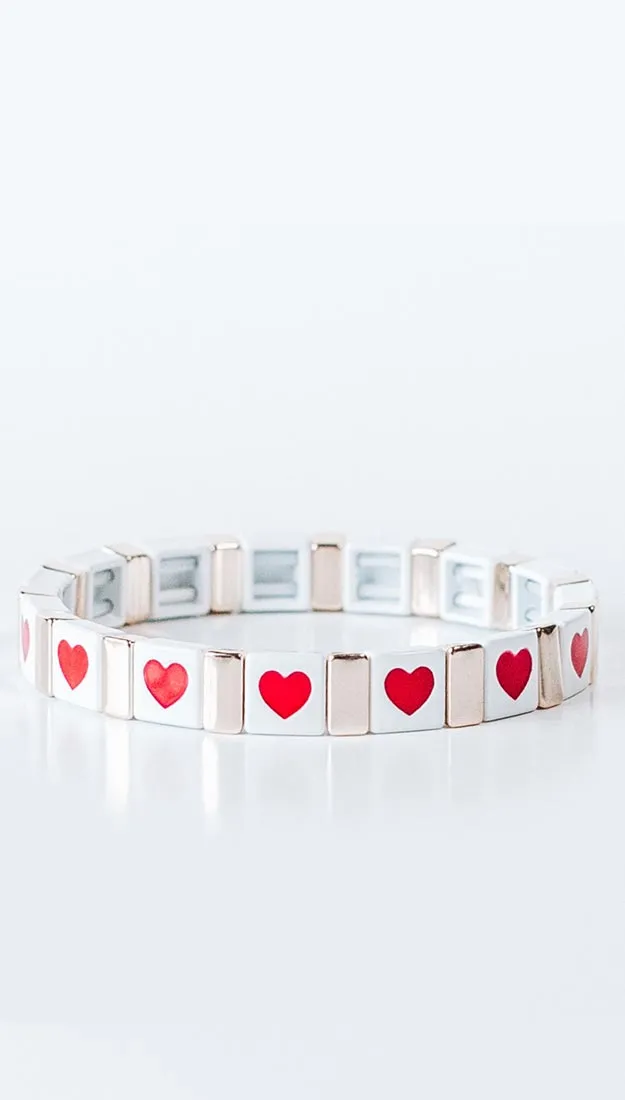 Hearts Block Letter Bracelet | Ryan Porter