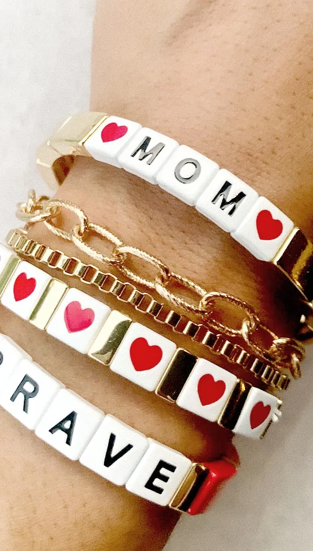 Hearts Block Letter Bracelet | Ryan Porter