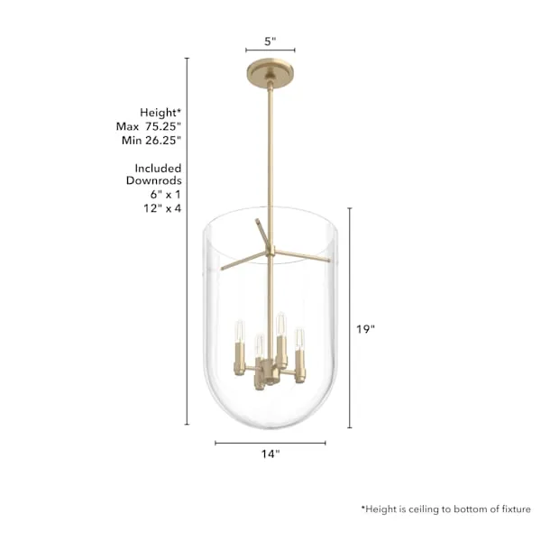 Hunter Sacha 4 Light Pendant in Alturas Gold