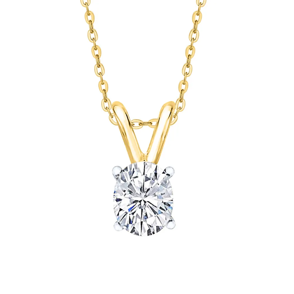 IGI Certified 1.7 ct. F - VVS2 Oval Cut Lab Grown Diamond Solitaire Pendant Necklace in 14K Gold