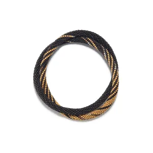 Large Black and Gold Double Twist Bracelet