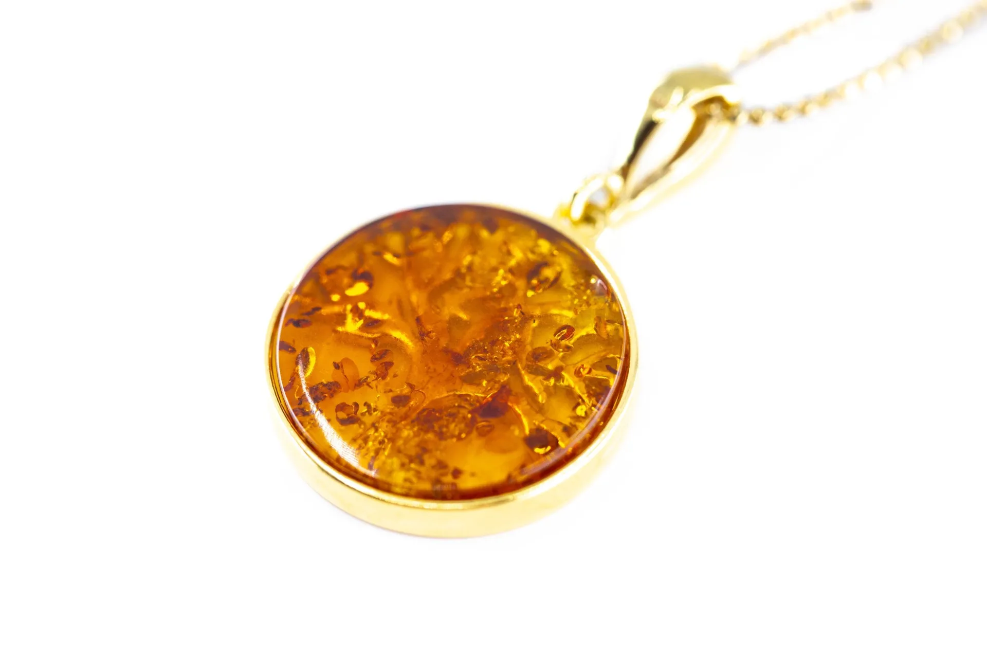 Large Gold Plated Tree of Life Pendant - Baltic Amber & Sterling Silver