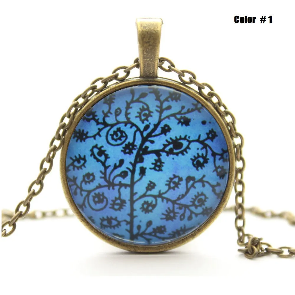 Life Tree Pendant Necklace Art Tree glass cabochon Necklace Bronze chain vintage choker statement Necklace Fashion women Jewelry