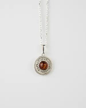 Luxurious Floral Disc Pendant Necklace | 925 Sterling Silver