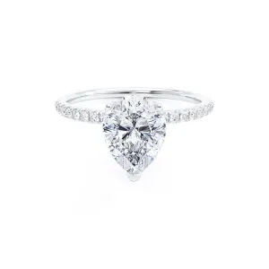 MACY - Pear Diamond Petite Shoulder Set Platinum 950 Engagement Ring