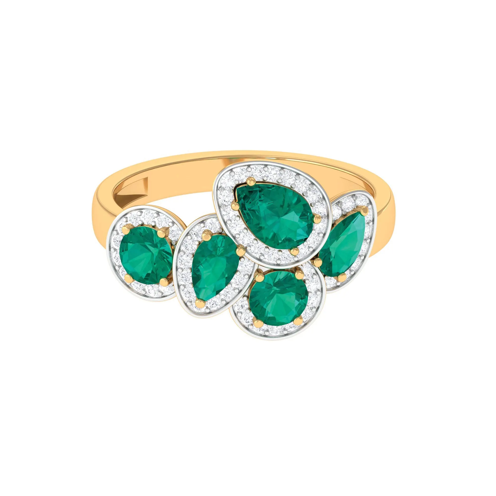 May Birthstone 1.75 CT Emerald Cocktail Engagement Ring with Diamond Accent