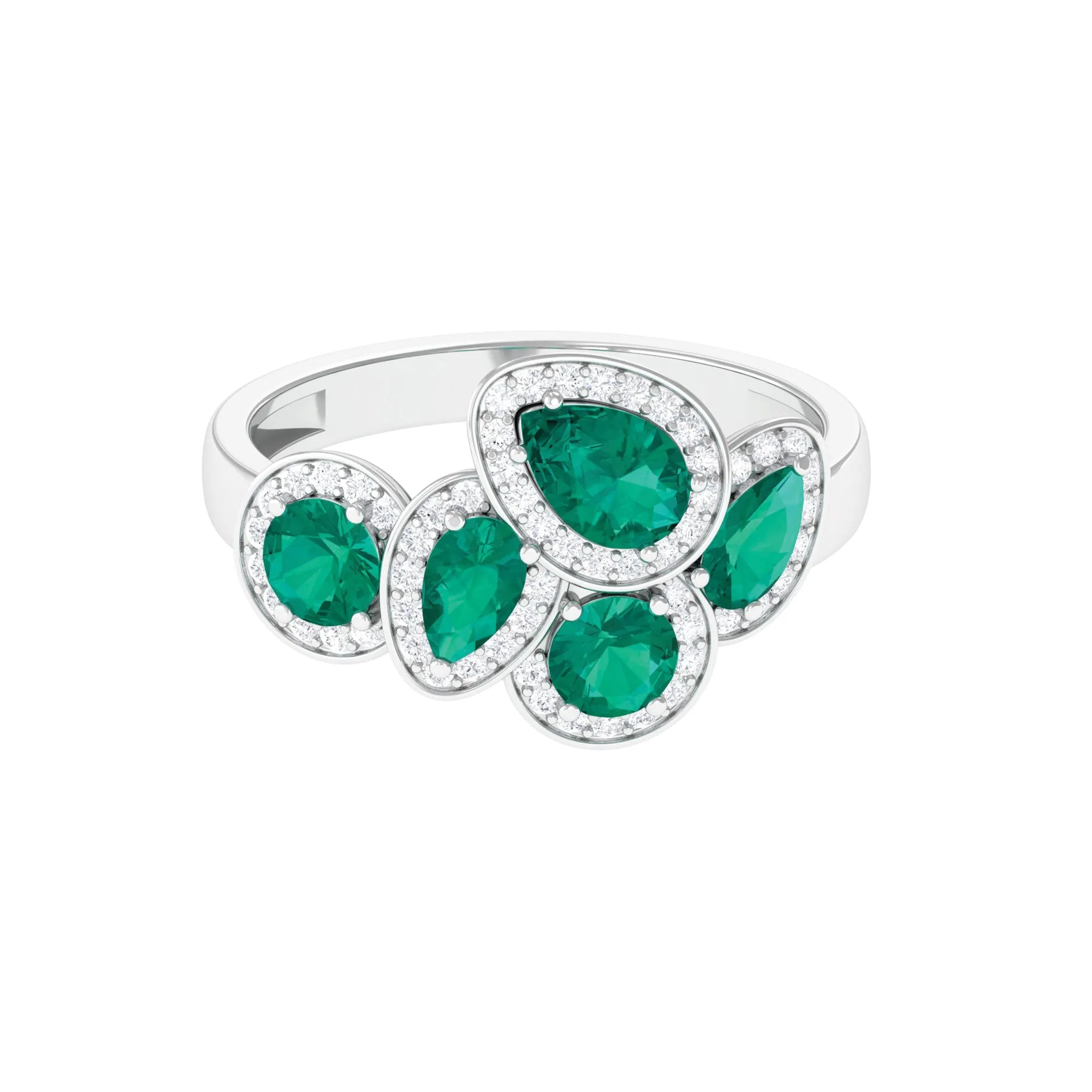 May Birthstone 1.75 CT Emerald Cocktail Engagement Ring with Diamond Accent