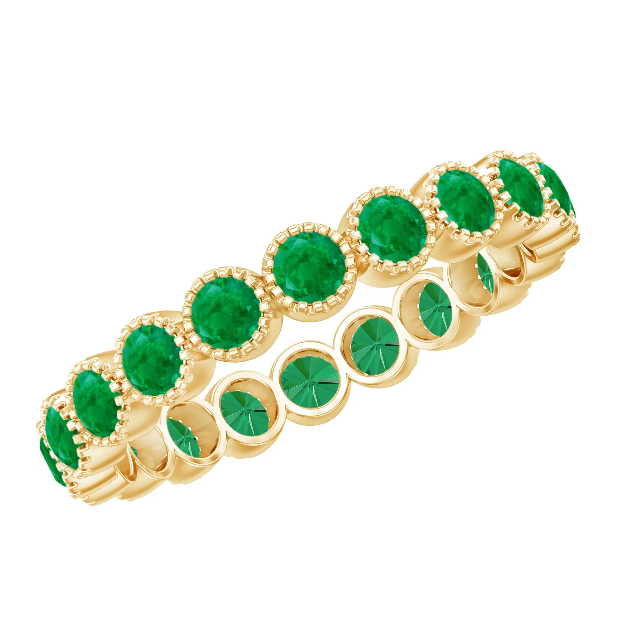 Milgrain Bezel Set Emerald Eternity Ring