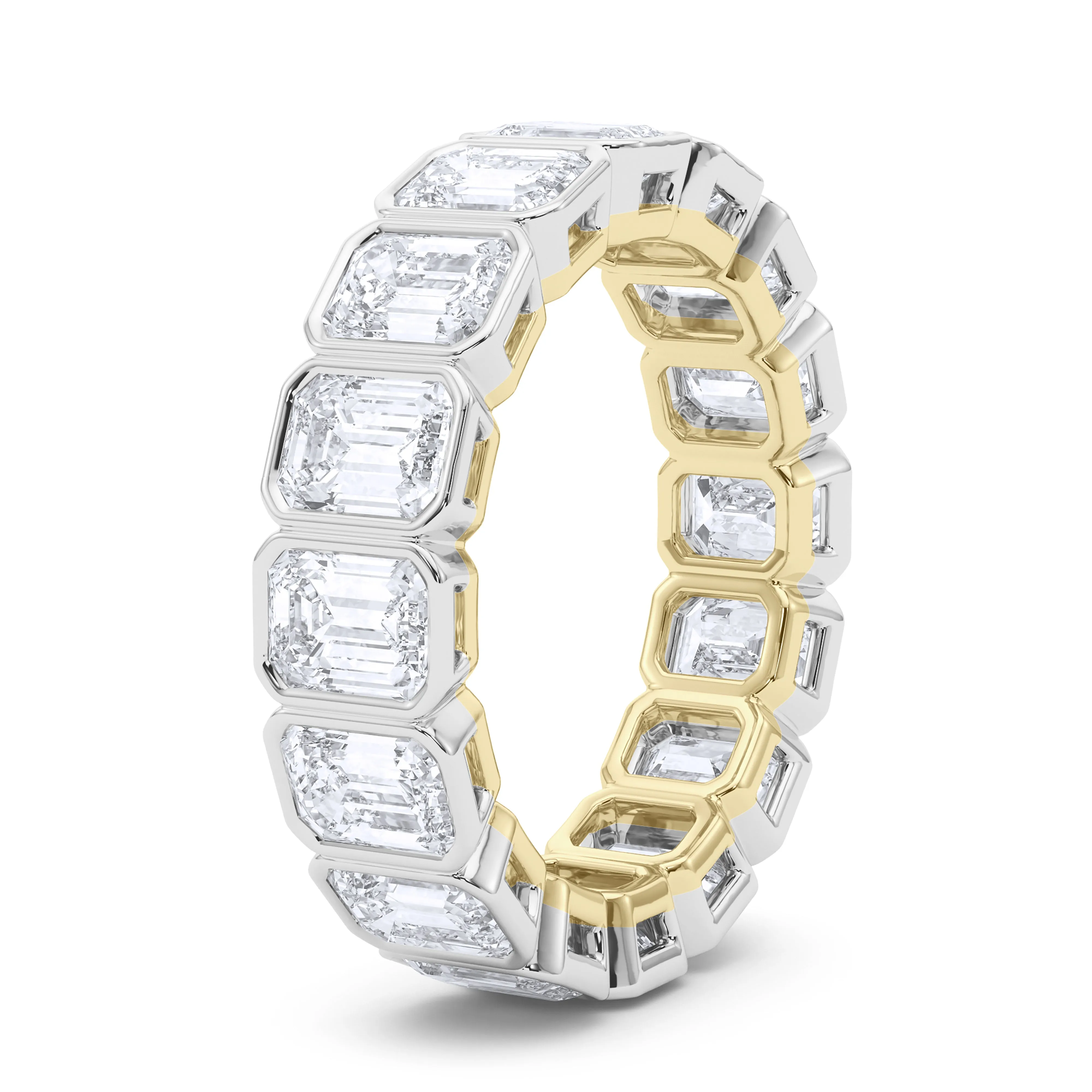 Mixed Metal Emerald Bezel Eternity Ring