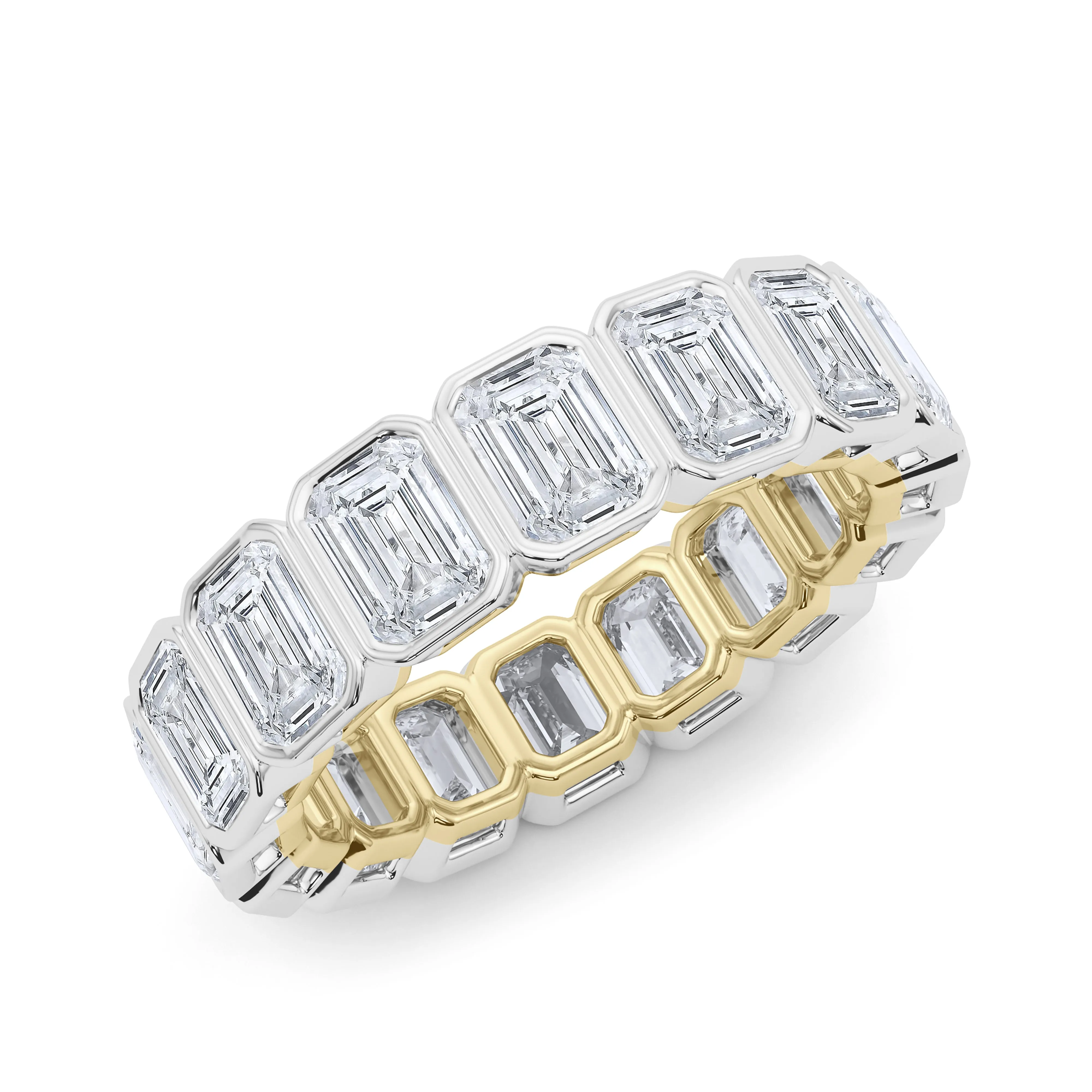 Mixed Metal Emerald Bezel Eternity Ring