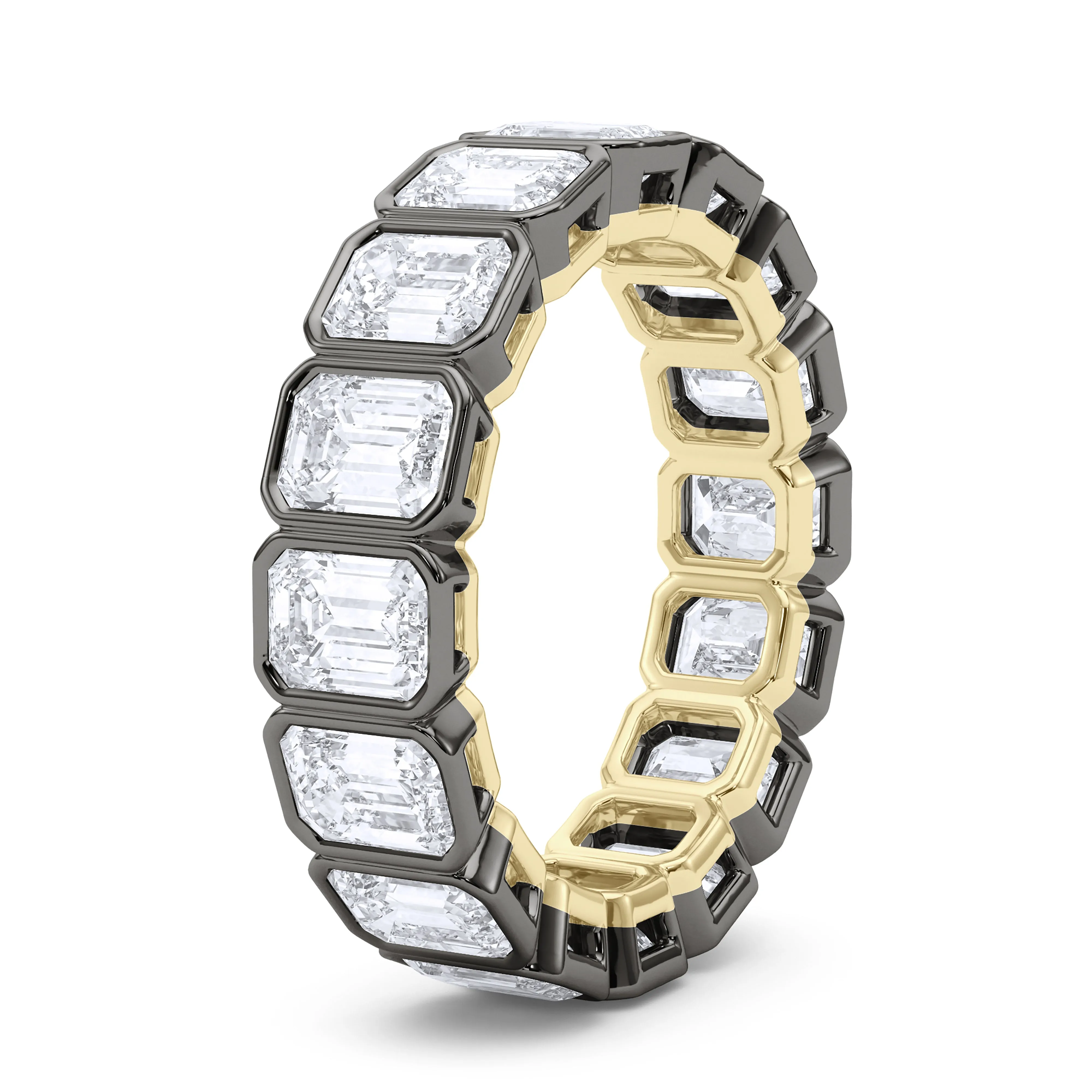 Mixed Metal Emerald Bezel Eternity Ring