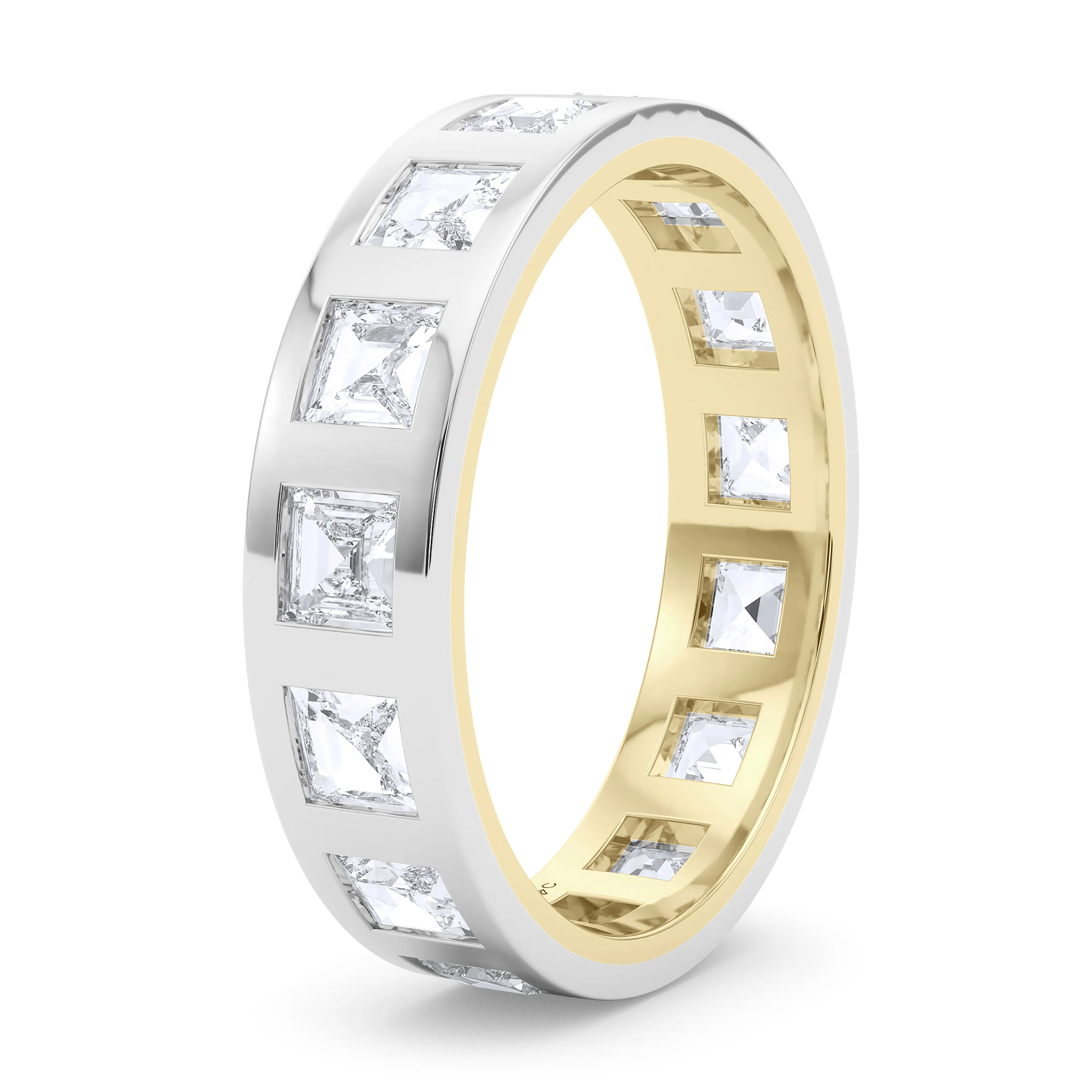 Mixed Metal Men's Asscher Cut Diamond Band