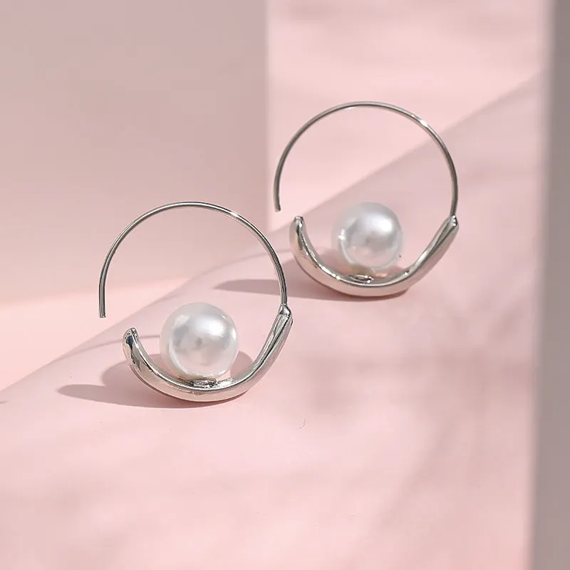 Modern hoop pearl earrings & stylish hoop pearl earrings