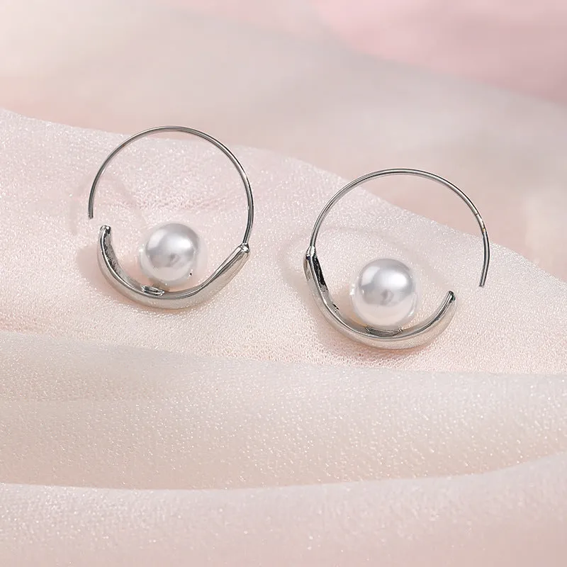 Modern hoop pearl earrings & stylish hoop pearl earrings