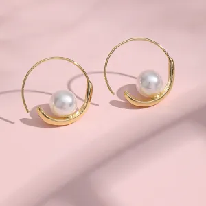 Modern hoop pearl earrings & stylish hoop pearl earrings