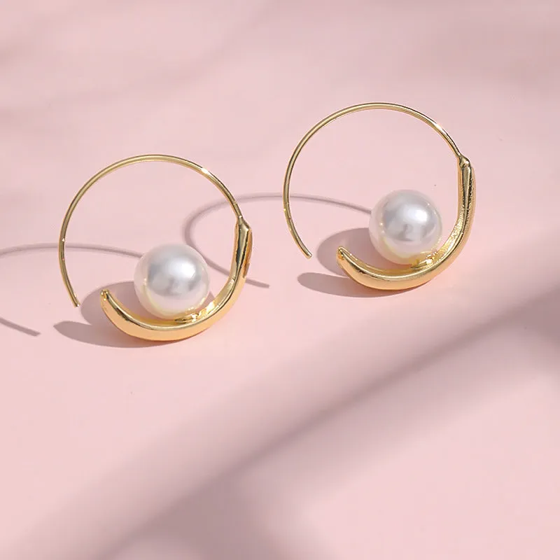 Modern hoop pearl earrings & stylish hoop pearl earrings