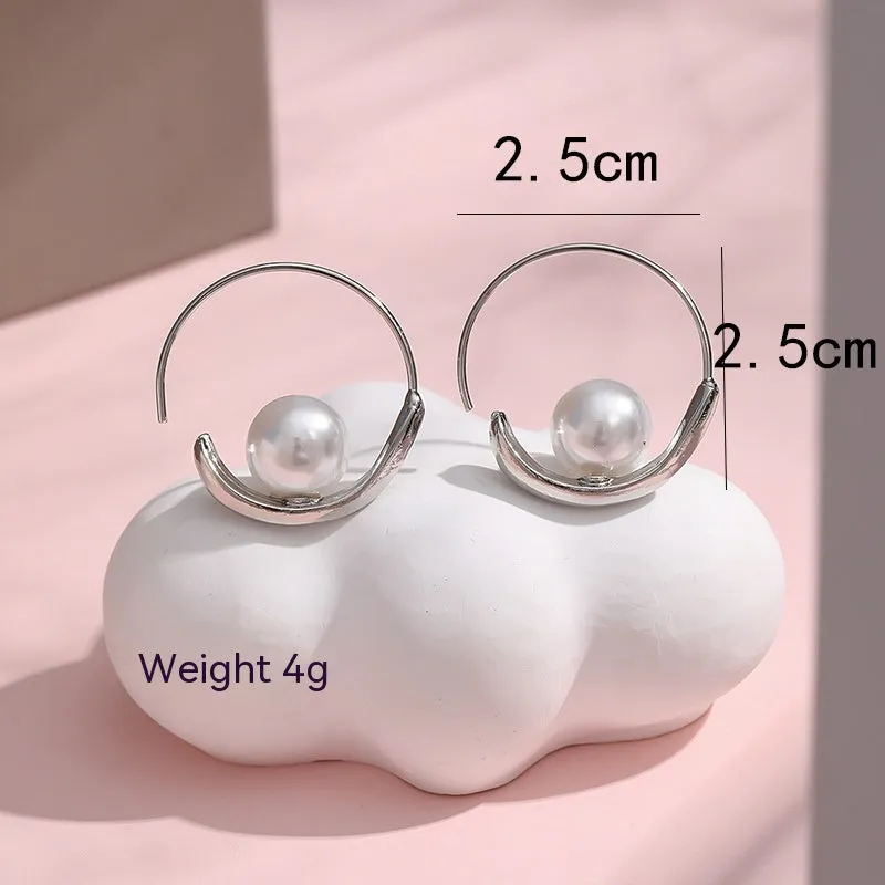 Modern hoop pearl earrings & stylish hoop pearl earrings