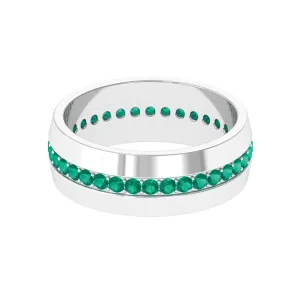 Natural Green Emerald Wide Band Ring