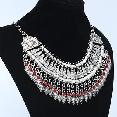 NEW Maxi Bohemian Necklace Turquoise Beads Gypsy Ethnic Vintage Choker Collares Necklaces & Pendants Collier Necklace Women