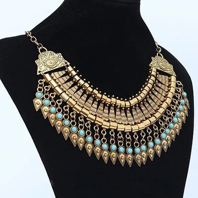 NEW Maxi Bohemian Necklace Turquoise Beads Gypsy Ethnic Vintage Choker Collares Necklaces & Pendants Collier Necklace Women