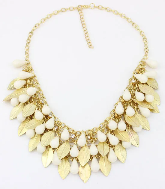 New Women Statement Necklace Link Chain Necklace Bohemia Choker Necklace Bead Leaves pendants Jewelry Trends