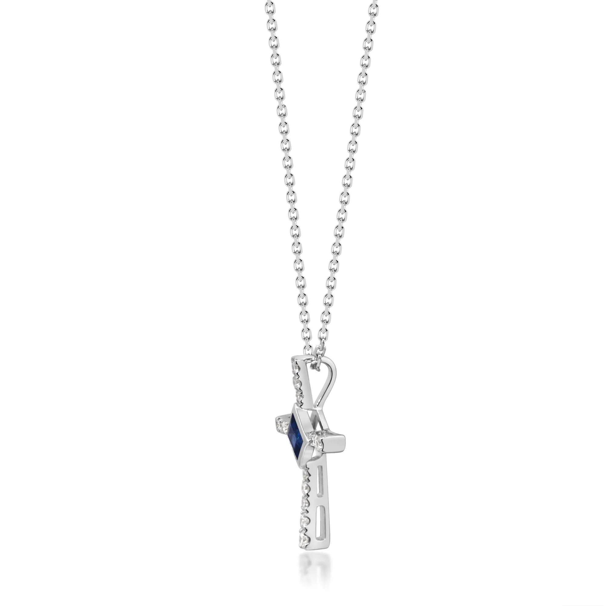 Nora 14K White Gold Square-Cut Ceylon Blue Sapphire Pendant