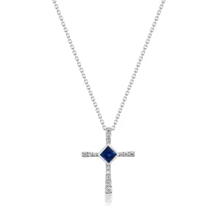 Nora 14K White Gold Square-Cut Ceylon Blue Sapphire Pendant