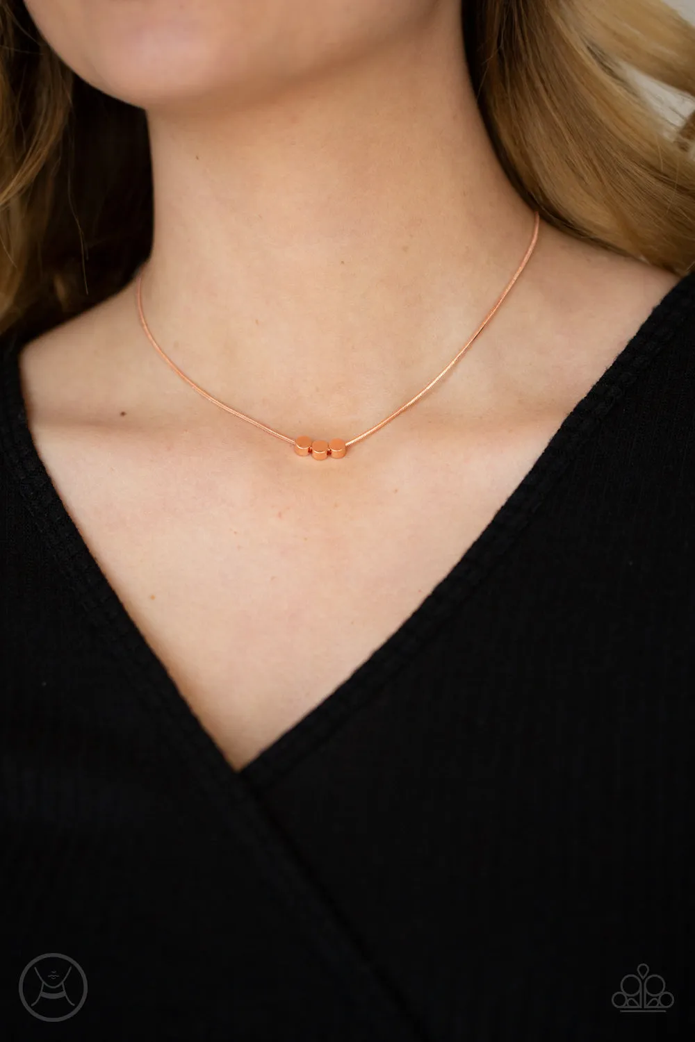 Open Door Jewelry - Dynamically Dainty - Copper Necklace - Paparazzi Accessories