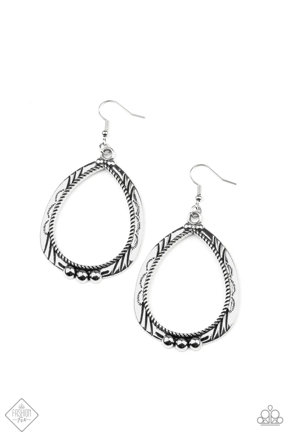 Paparazzi Earring Fashion Fix Feb 2021 ~ Terra Topography - Silver