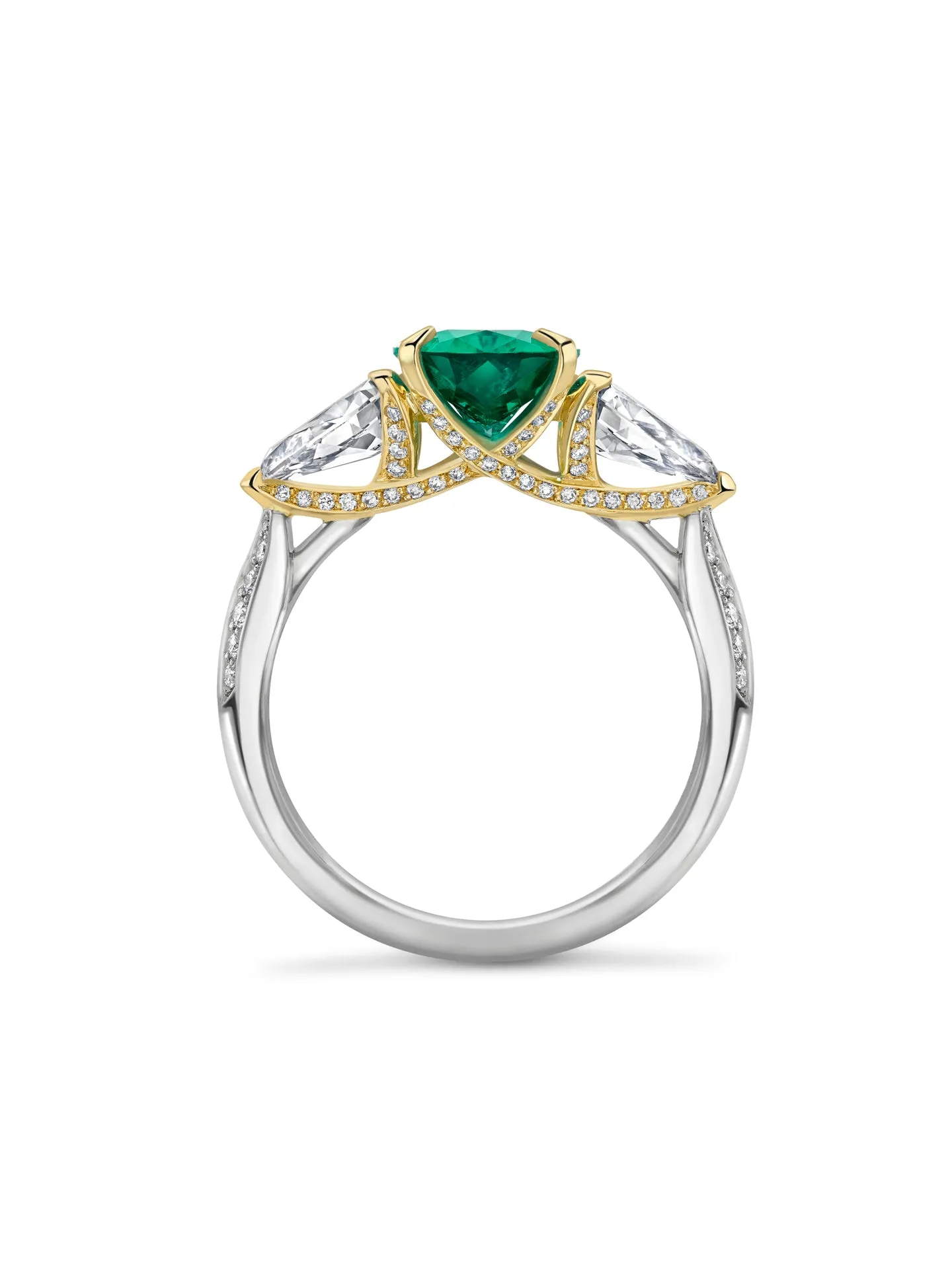 Petal Pear Cut Emerald Platinum Ring