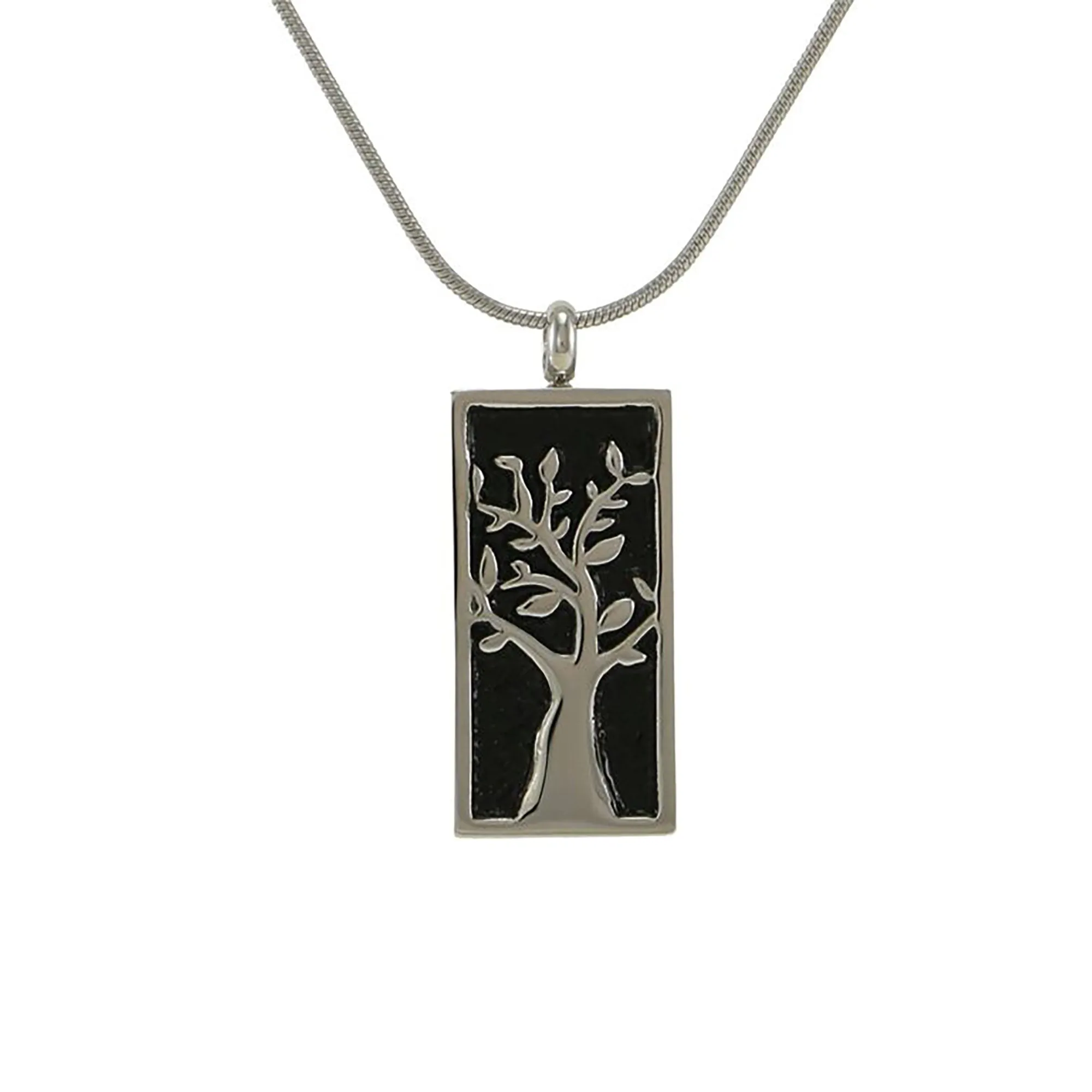 Pewter Embossed Tree Cremation Pendant With Chain