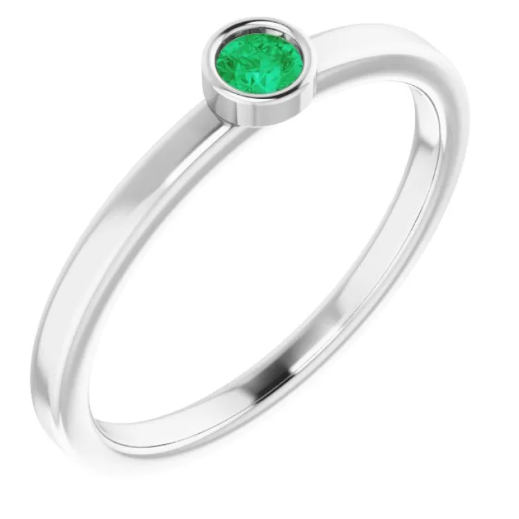 Platinum 3 mm Natural Emerald Ring