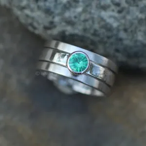 Platinum 3x Piece Stackable Set - Depicted with an Emerald (Setting Only, Center Stone Sold Separately)