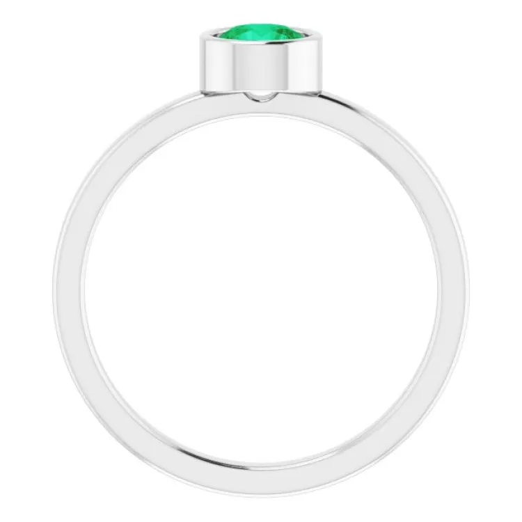 Platinum 5 mm Natural Emerald Ring