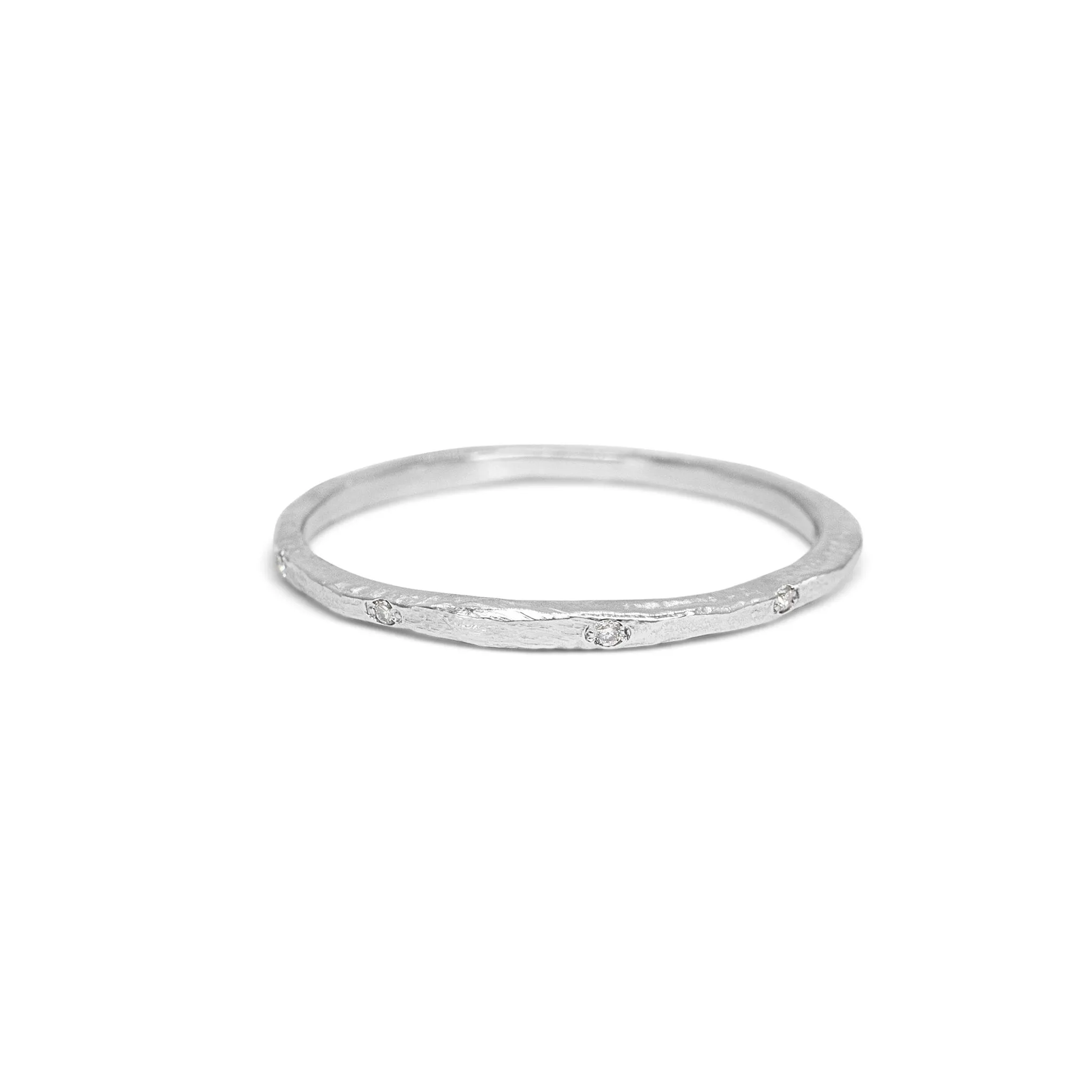 Platinum Carved Skinny Band with Diamonds