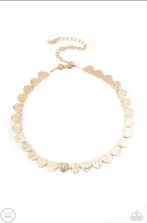 Playing HEART To Get Gold Choker - Paparazzi Accessories