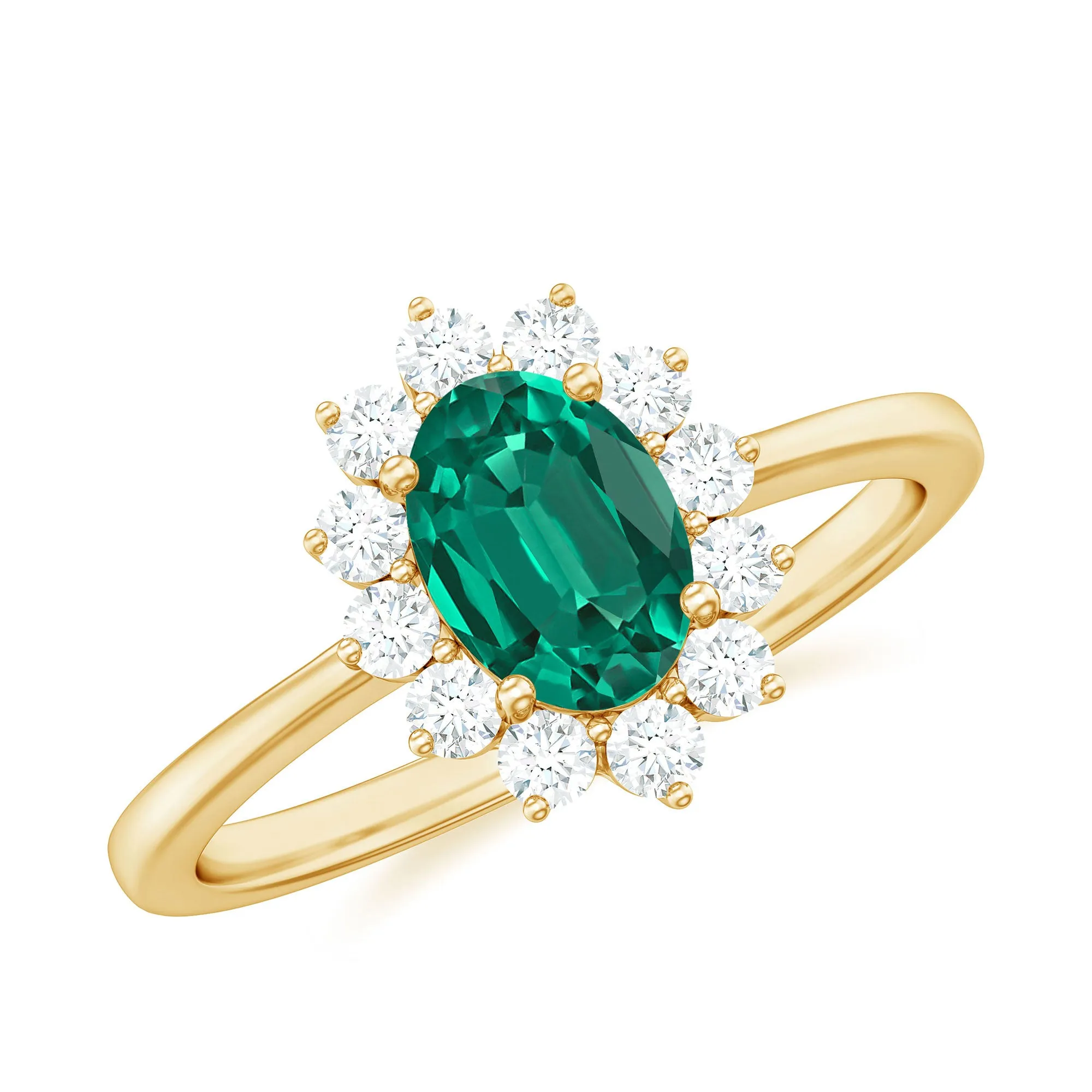 Princess Diana Inspired Created Emerald and Diamond Ring