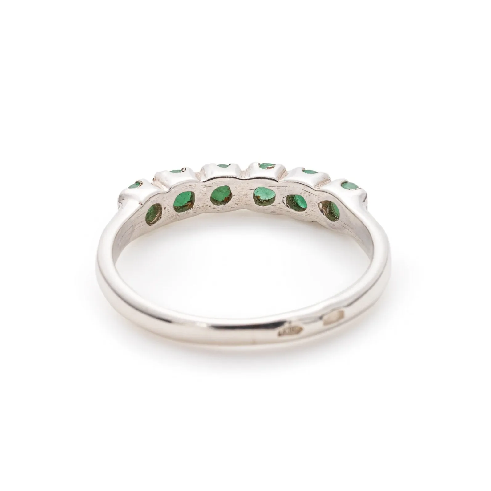 Real Emerald Ring - Half Eternity Emerald Band, May Birthstone Ring