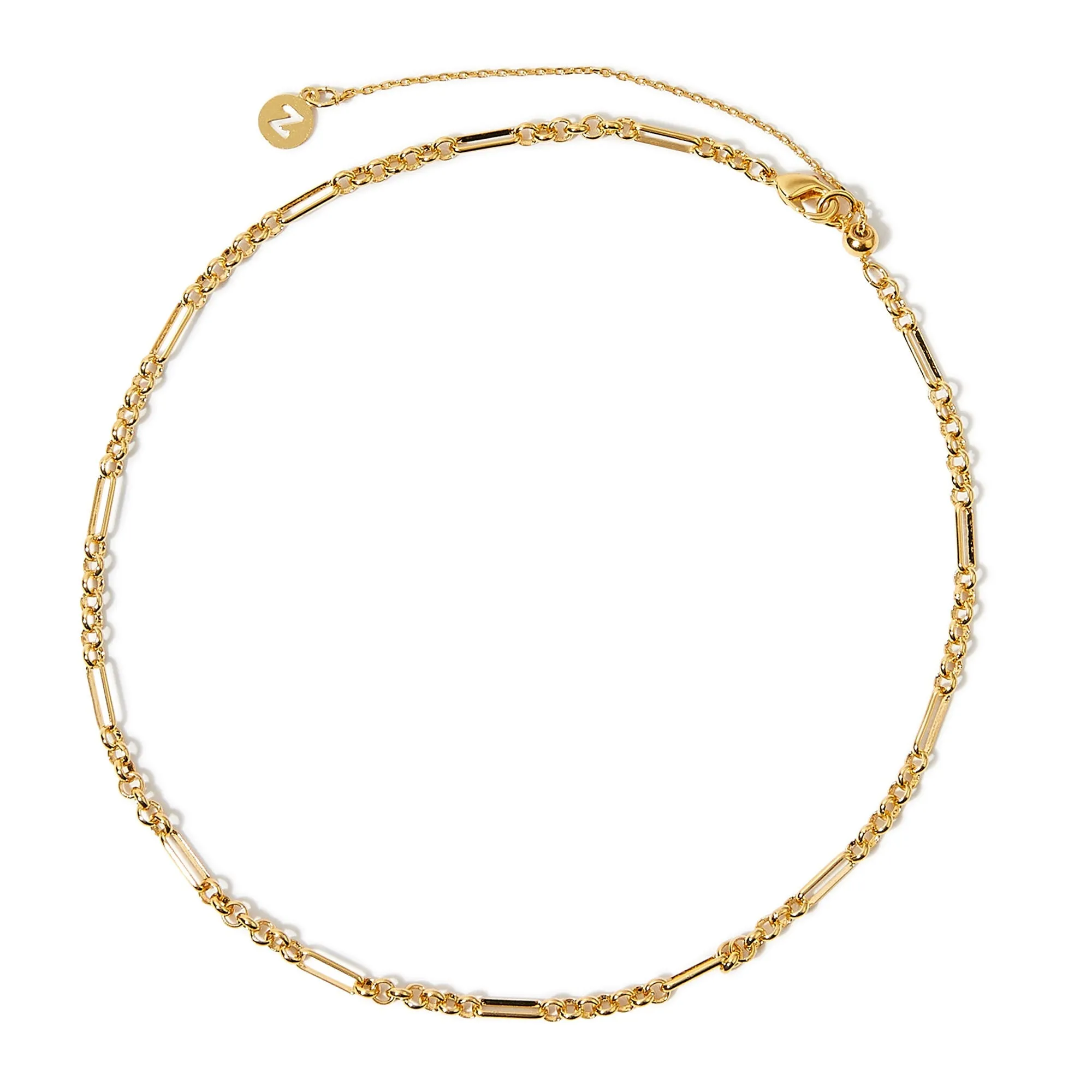 Real Gold Plated Z Figaro Chain Choker Necklace For Women By Accessorize London