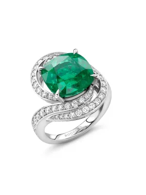 Rhapsody Cushion Emerald Platinum Ring